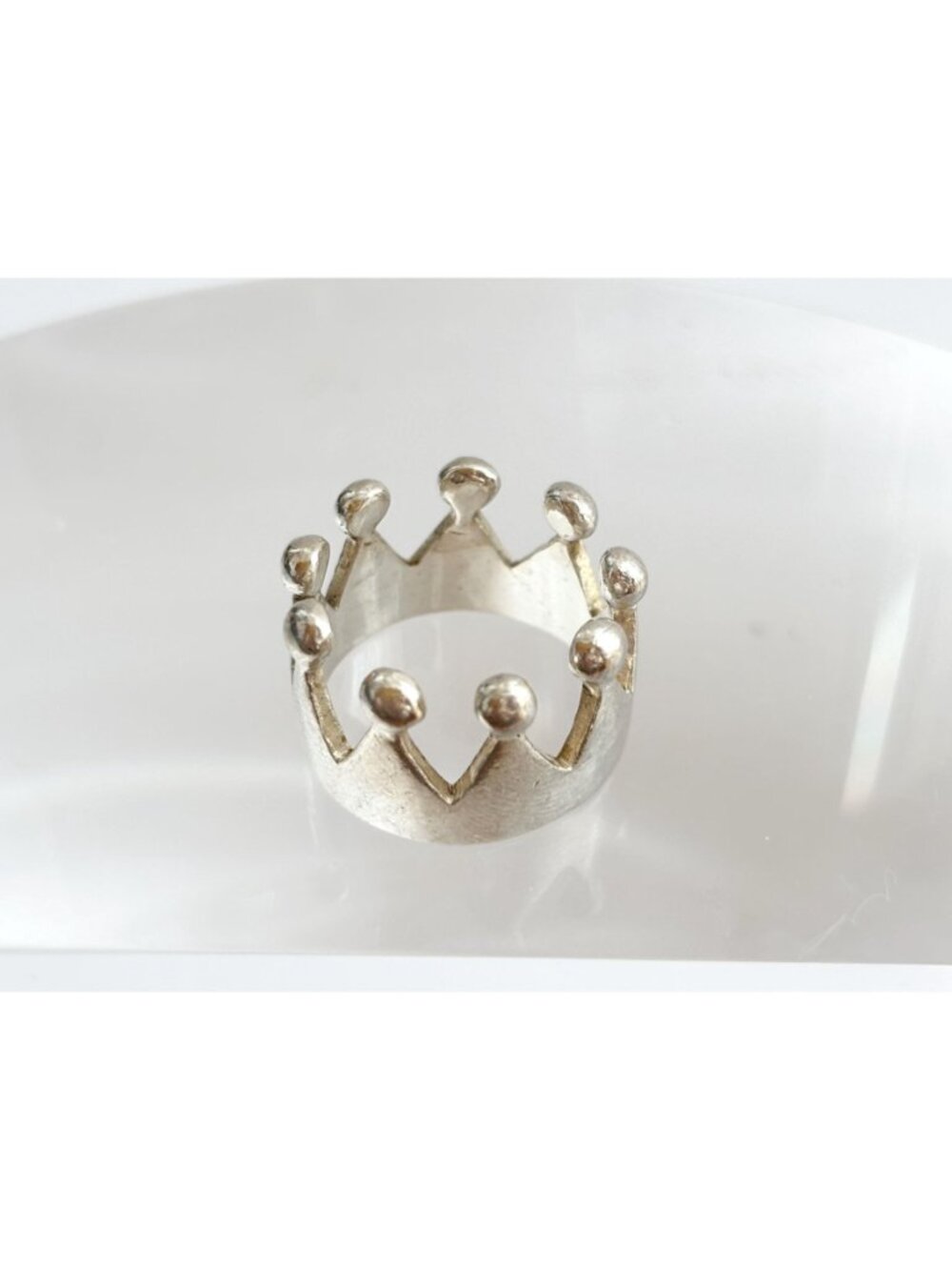 Crown Shaped Polished Bright Minimalist Sterling Silver 925 Vintage Ring - sz 6 - Picture 7 of 14